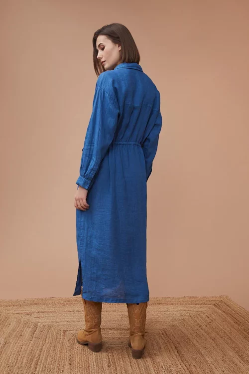 HARRIS WILSON LAURE robe longue femme lin ceinture bleu faience le comptoir magasins de vêtements pour femmes rouen le havre