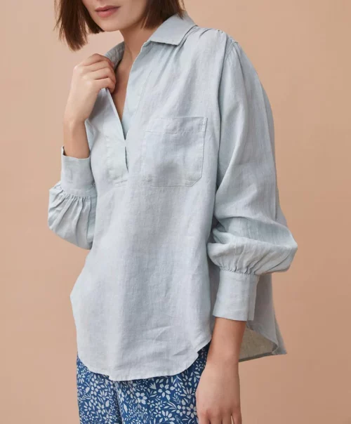 HARRIS WILSON LAURENCE Blouse femme en lin opaline bleu le comptoir rouen le havre magasin de vêtements femmes