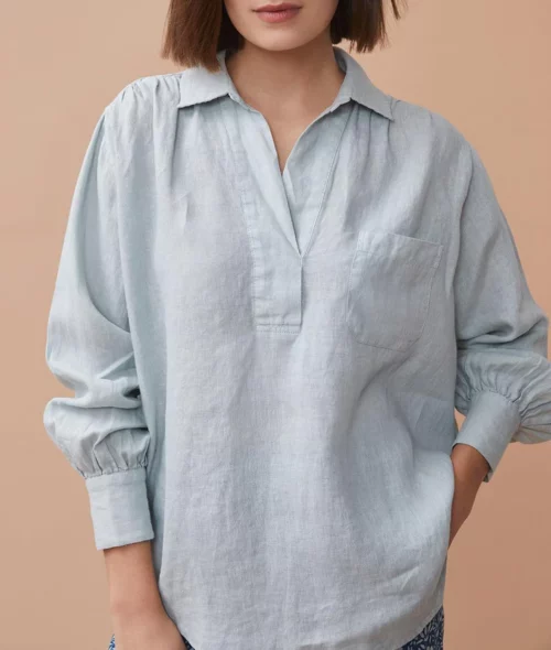 HARRIS WILSON LAURENCE Blouse pour femme en lin opaline bleu le comptoir rouen le havre magasin de vêtements femmes