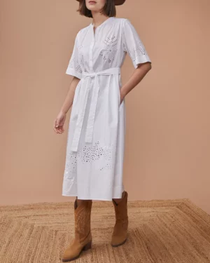 HARRIS WILSON LUNA Robe en coton à broderies blanche magasins de vêtements pour femmes le comptoir rouen le havre