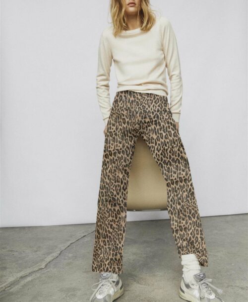 OBJECT OBJSENI Jeans large taille haute femme Incense Leopard