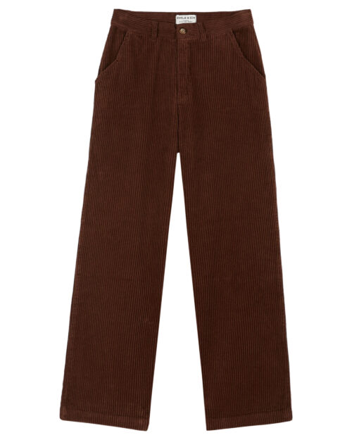 emile et ida anelle cacao, pantalon droit en velours pour femme marron, le comptoir rouen le havre