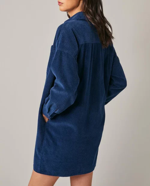 HARRIS WILSON FRANE Robe bleu velours côtelé le comptoir rouen