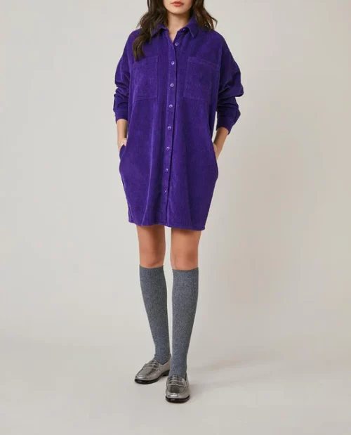 HARRIS WILSON FRANE Robe courte violet velours côtelé