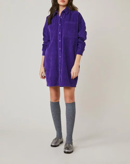 HARRIS WILSON FRANE Robe violet en velours côtelé