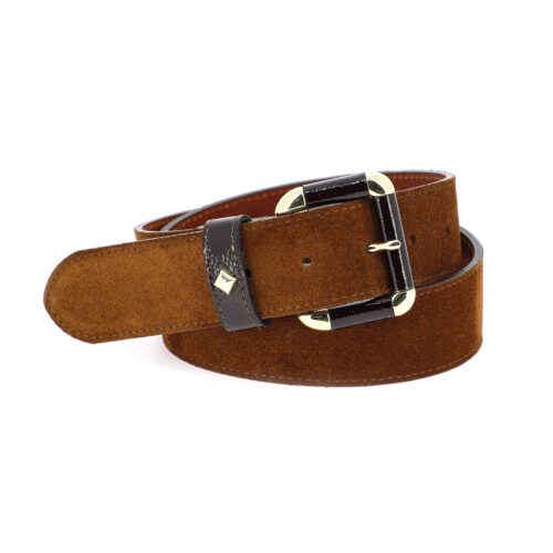 HERBERT FRERE SOEUR LA COULOMB VELOURS Ceinture cuir Choco Camp Cerise noire