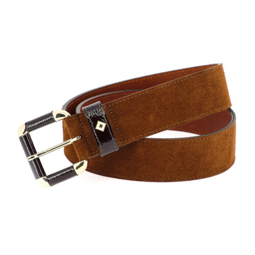 HERBERT FRERE SOEUR LA COULOMB VELOURS Ceinture velours et cuir marron