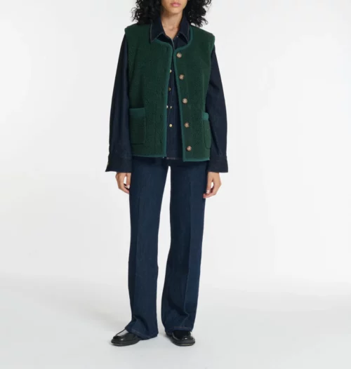 LABDIP BARNEY SHERPA Veste Sans Manches Reversible fourrure pour femme vert Forest le comptoir rouen le havre