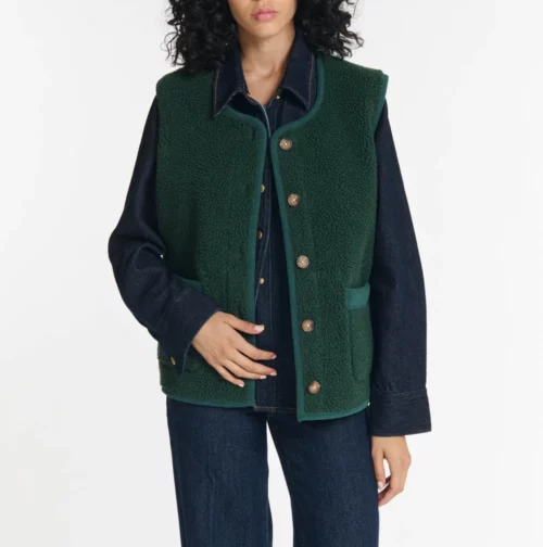 LABDIP BARNEY SHERPA Veste Sans Manches Reversible pour femme vert Forest