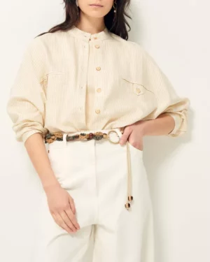 SESSUN ORREGIA Blouse courte à poches femme Whitea