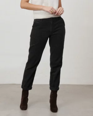 LABDIP LOGAN Pantalon en Velours Femme Noir