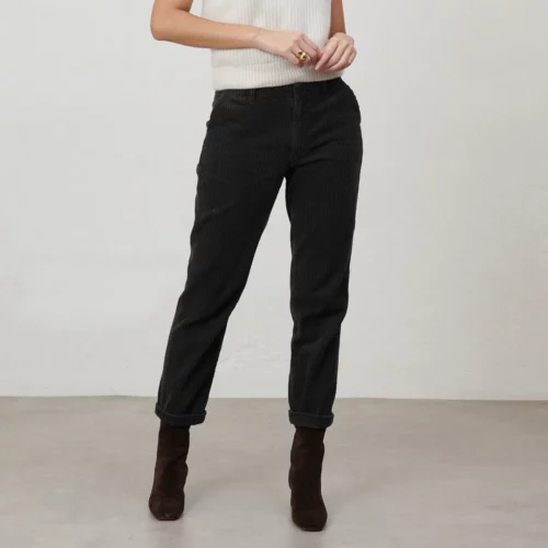 LABDIP LOGAN Pantalon en Velours Femme Noir