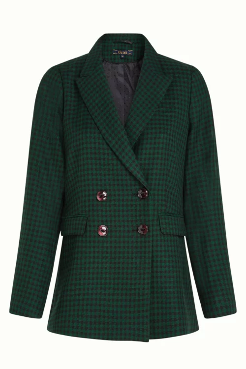 KING LOUIE TINA NORMAN CHECK Blazer Femme Avar Green le comptoir rouen le havre