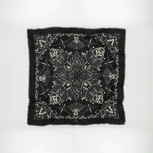 MAISON LECOMTE FLAMENT Foulard Bandana Cachemire Noir Rouen