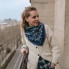 MAISON LECOMTE FLAMENT Foulard Deauville Navy Laine et Soie
