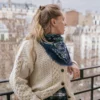 MAISON LECOMTE FLAMENT Foulard Deauville Navy Laine et Soie Rouen