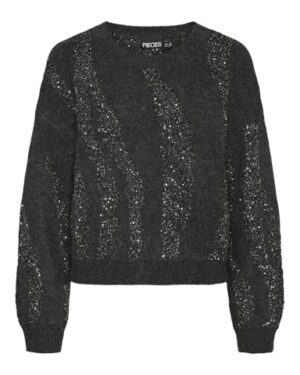 PIECES PCRADA Pull Femme Sequins Gris Foncé Le Comptoir Rouen Le Havre