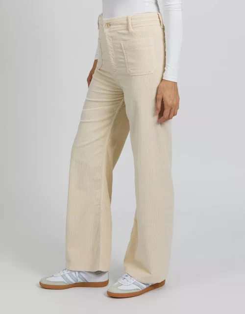 REIKO GIGI VELVET Pantalon femme en velours écru