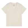 T-Shirt Femme 100% Coton BARRY Emile et Ida, couleur crème, col V profond et manches courtes.