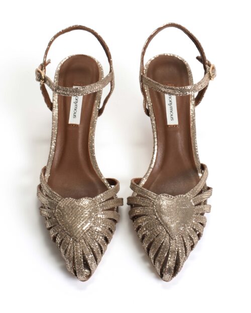 ANONYMOUS COPENHAGEN Keesha 55 Lizard Metallic Goat Sandales Champagne – Image 7