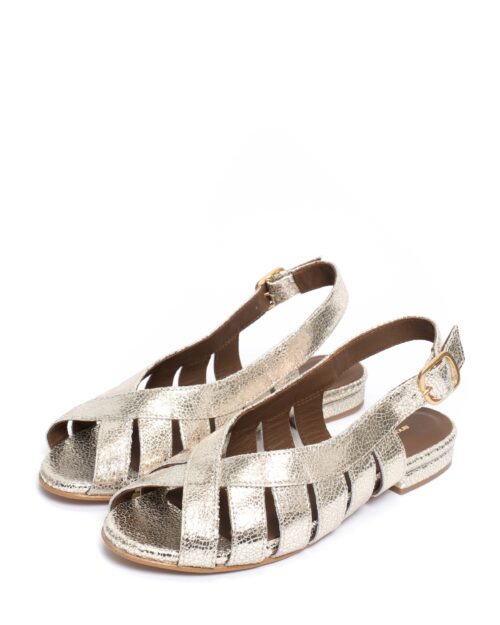 ANONYMOUS COPENHAGEN Sophie 20 Crackled Metallic Goat Sandales Champagne – Image 2