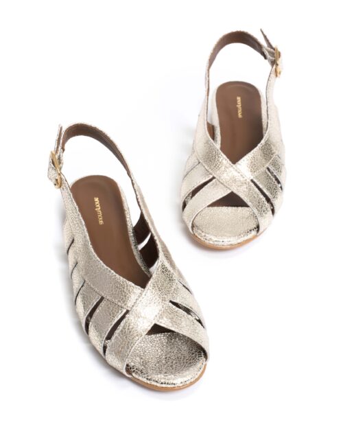 ANONYMOUS COPENHAGEN Sophie 20 Crackled Metallic Goat Sandales Champagne – Image 5