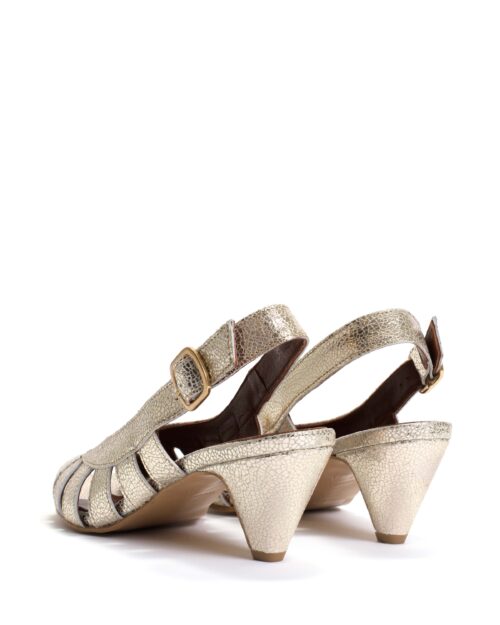 ANONYMOUS COPENHAGEN Sophie 50 Stiletto Crackled Metallic Goat Sandales Champagne – Image 5