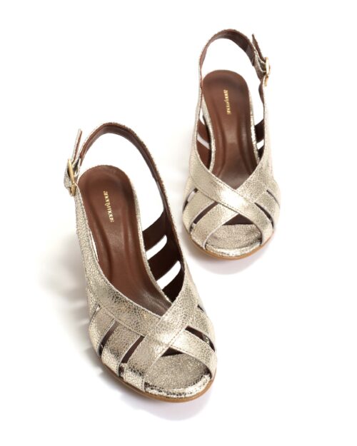 ANONYMOUS COPENHAGEN Sophie 50 Stiletto Crackled Metallic Goat Sandales Champagne – Image 6
