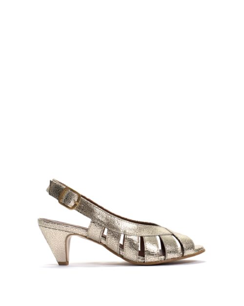 ANONYMOUS COPENHAGEN Sophie 50 Stiletto Crackled Metallic Goat Sandales Champagne