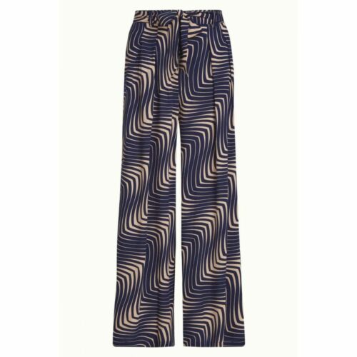 Pantalon King Louie Marnie motif graphique bleu et beige 100% viscose durable