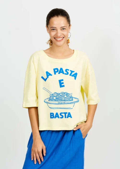 AP FONZIE T-shirt Femme Imprimé Pasta E Basta Jaune – Image 2