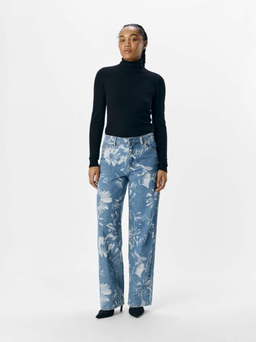 OBJECT OBJSAVA Jean Droit Femme Imprimé Floral Medium Blue Denim – Image 2