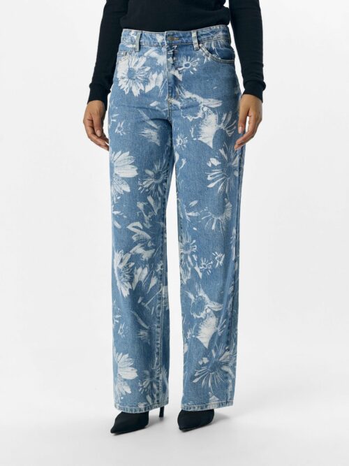 OBJECT OBJSAVA Jean Droit Femme Imprimé Floral Medium Blue Denim