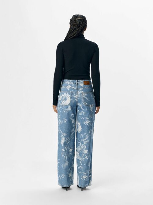 OBJECT OBJSAVA Jean Droit Femme Imprimé Floral Medium Blue Denim – Image 3