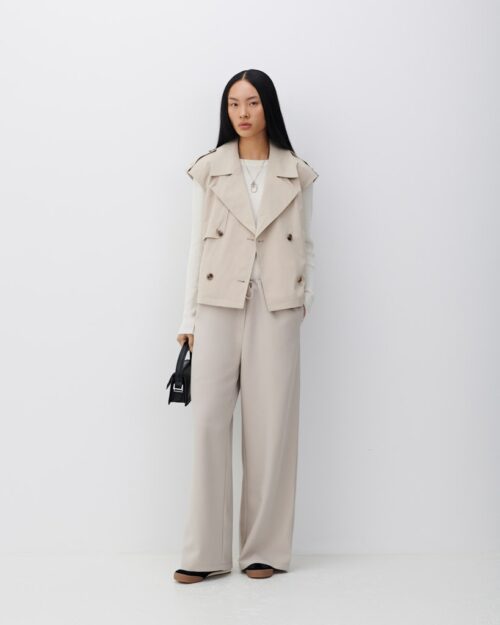 VILA VIEMELIE Trench Sans Manches Femme Feather Gray – Image 3