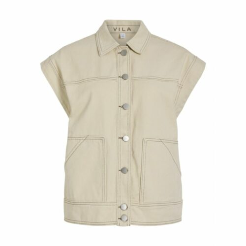 VILA VILYN Veste en Jean Sans Manches Femme Birch