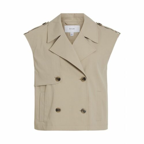 VILA VIEMELIE Trench Sans Manches Femme Feather Gray