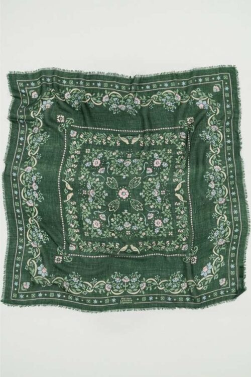 MAISON LECOMTE FLAMENT Foulard Secret Garden Kaki Laine et Soie – Image 4