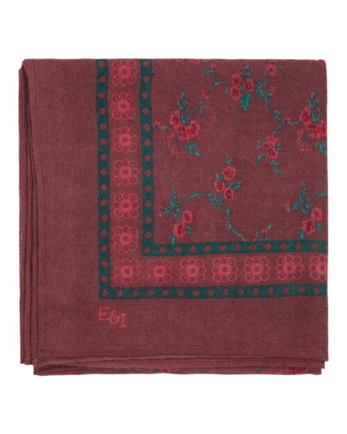 Foulard pour femme rouge aster référence AC-FOULARD 1 Emile et Ida, 100% laine, made in India