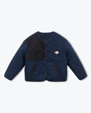 Veste blouson bicolore bleu marine et noir pour femme réversible avec logo AP & Co. 100% polyester. Référence H25WV06 Arsène et les Pipelettes.