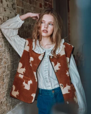 EMILE ET IDA CASSIS Gilet Sans Manches Ecureuil