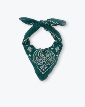 Bandana vert pour femme avec logo A.P. 100% coton. Fabriqué en Inde. Référence H25AF01 Arsène et les Pipelettes.