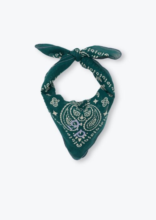 Bandana vert pour femme avec logo A.P. 100% coton. Fabriqué en Inde. Référence H25AF01 Arsène et les Pipelettes.