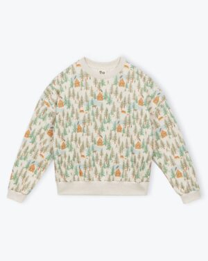 Sweat pour femme en molleton avec imprimés forêt. 100% coton biologique. Fabriqué au Portugal. Référence H25WS38 Arsène et les Pipelettes.