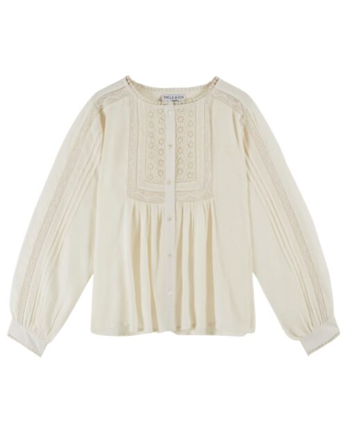 Blouse dentelle écru référence CAITLYN Emile et Ida, 100% Coton, made in India