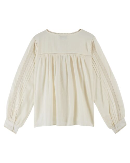 Dos de la blouse dentelle écru référence CAITLYN Emile et Ida, 100% Coton, made in India