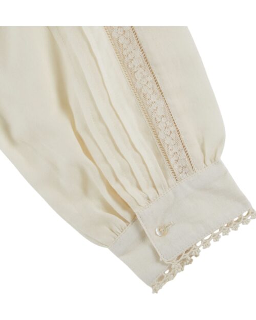 Détail manches blouse dentelle écru référence CAITLYN Emile et Ida, 100% Coton, made in India