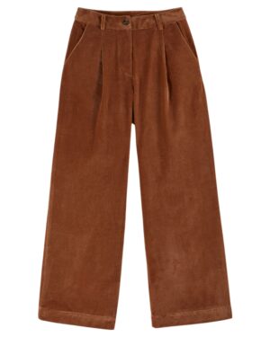 Pantalon Large Velours pour femme marron référence CAROUB Emile et Ida, 100% coton, made in India