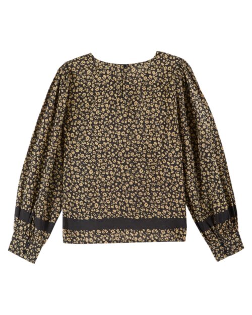 Dos de la blouse à manches ballon référence CATHERINE Emile et Ida, 70% coton, 30% soie, made in India