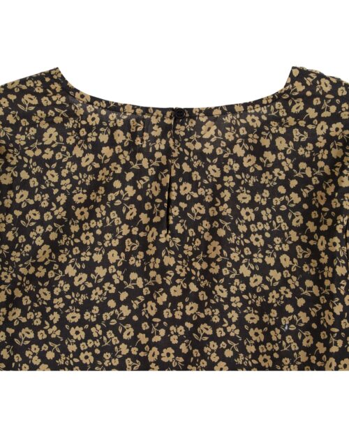 Détail arrière col de la blouse à manches ballon référence CATHERINE Emile et Ida, 70% coton, 30% soie, made in India